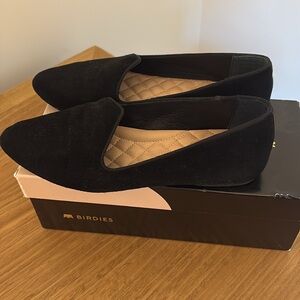 Birdies Women’s Black Suede Heron Loafers size 7.5